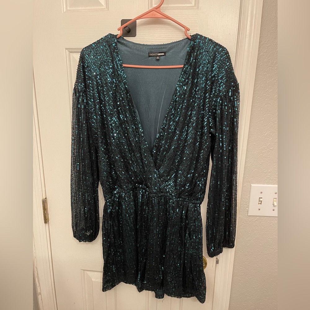 Sequin Emerald Green Romper